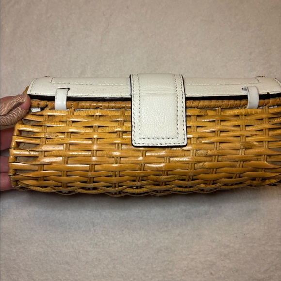 Micheal Michael Kors White and Tan Rattan Clutch EUC - Picture 3 of 11